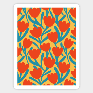 Boho tulips flower pattern in yellow and orange Magnet